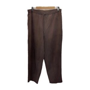 100% Pure Silk Silk Land Drawstring Waist Women's Pants Brown Sz M Casual Travel